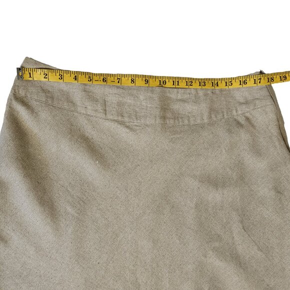 RICHARD MALCOLM Beige Embroidered  Beaded Linen Midi A-Line Skirt Size 16 - Picture 5 of 9